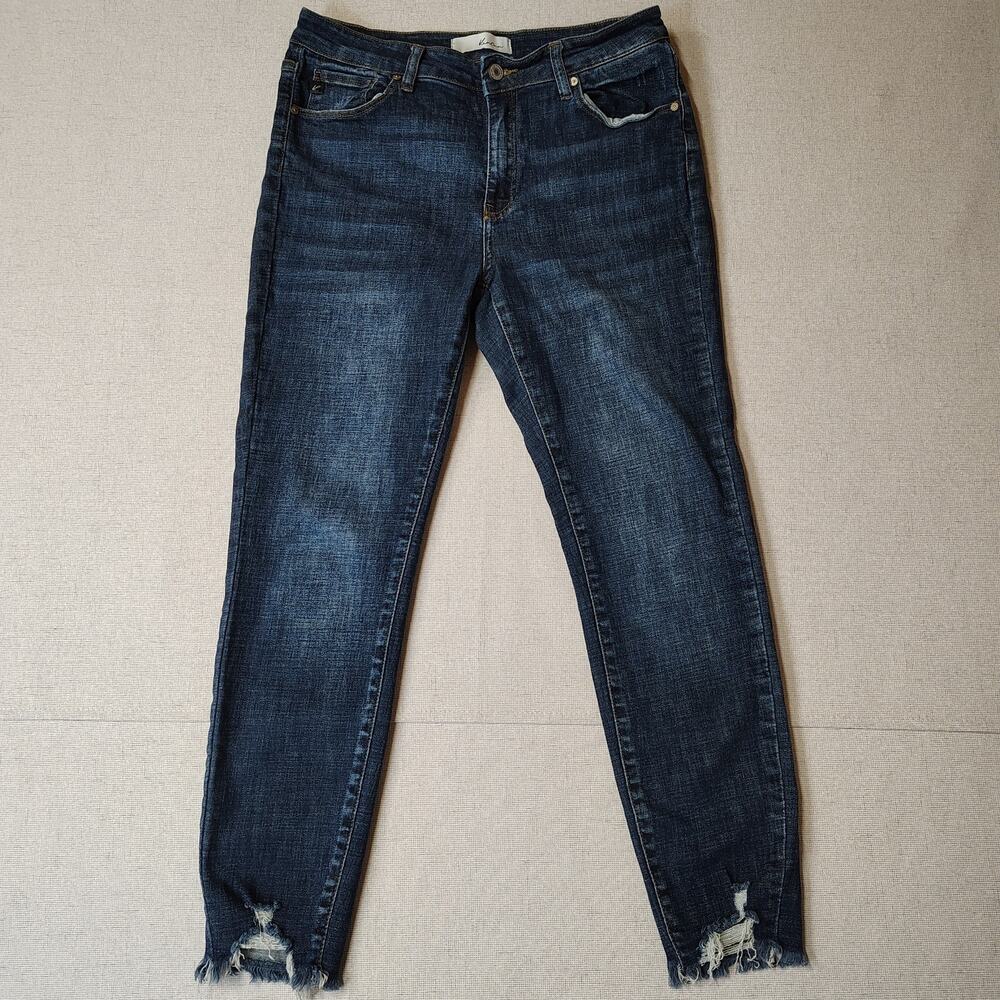 KanCan Women’s 13/30 Distressed Skinny Jeans Raw Hem Y2K Grunge Stretch Denim